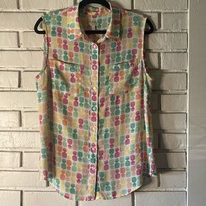 Talbots pineapple sleeveless blouse